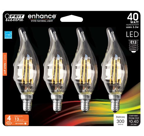 Flame Tip Candelabra LED Bulb Soft White 40 Watt Equivalence 4 pk - MK Sauder Surplus