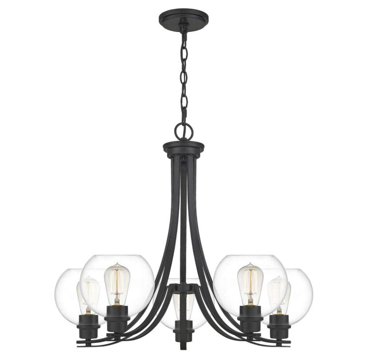 Pruitt 5 Light 27-inch Matte Black Chandelier PRUC5026MBK - MK Sauder Surplus
