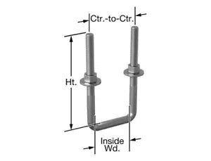 Pack of 4 - Sq U-Bolt Zinc-Plated Steel, 3/8"-16 Thread, 3" Inside W, 2-5/8" H - MK Sauder Surplus
