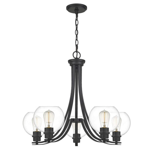Pruitt 5 Light 27-inch Matte Black Chandelier PRUC5026MBK - MK Sauder Surplus